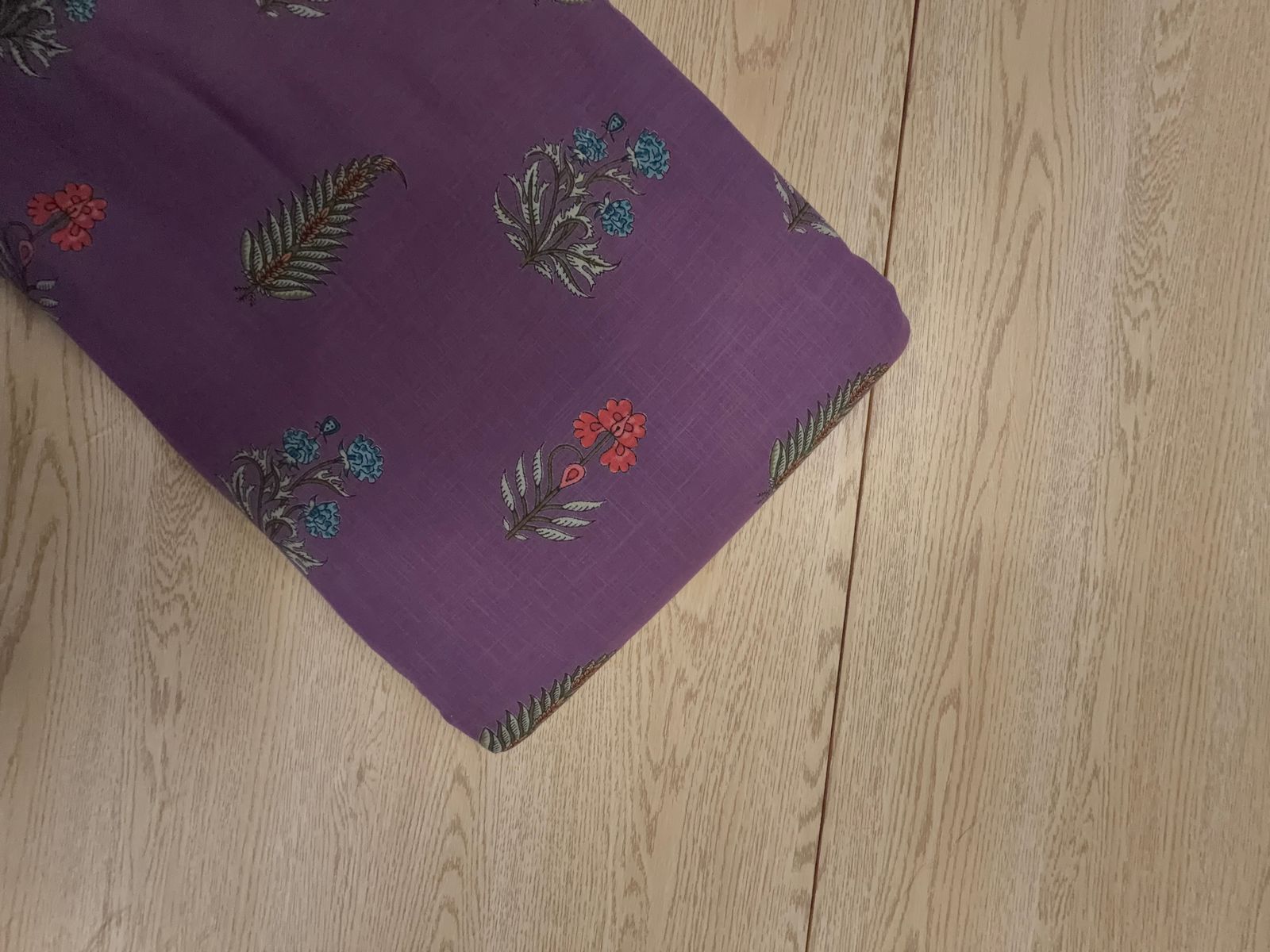 Dark Lilac Floral Cotton Slub Fabric KTEX