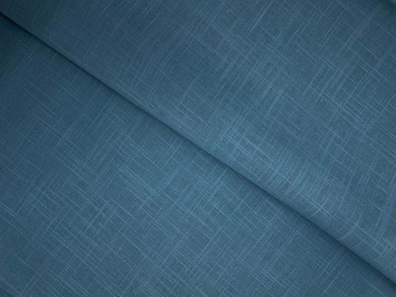 Light Teal Blue Plain Dyed Cotton Slub Fabric KTEX