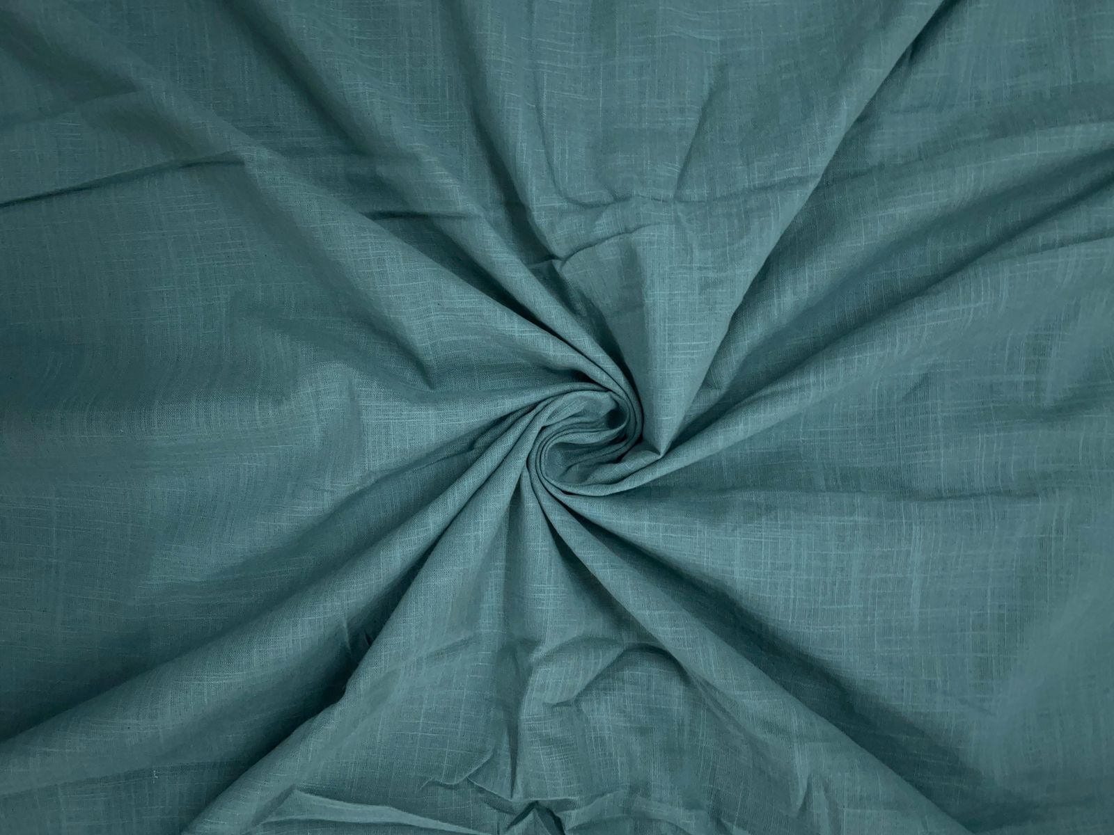 Sea Blue Plain Dyed Cotton Slub Fabric KTEX