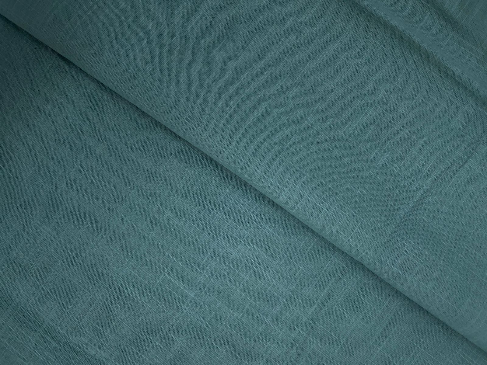 Sea Blue Plain Dyed Cotton Slub Fabric KTEX