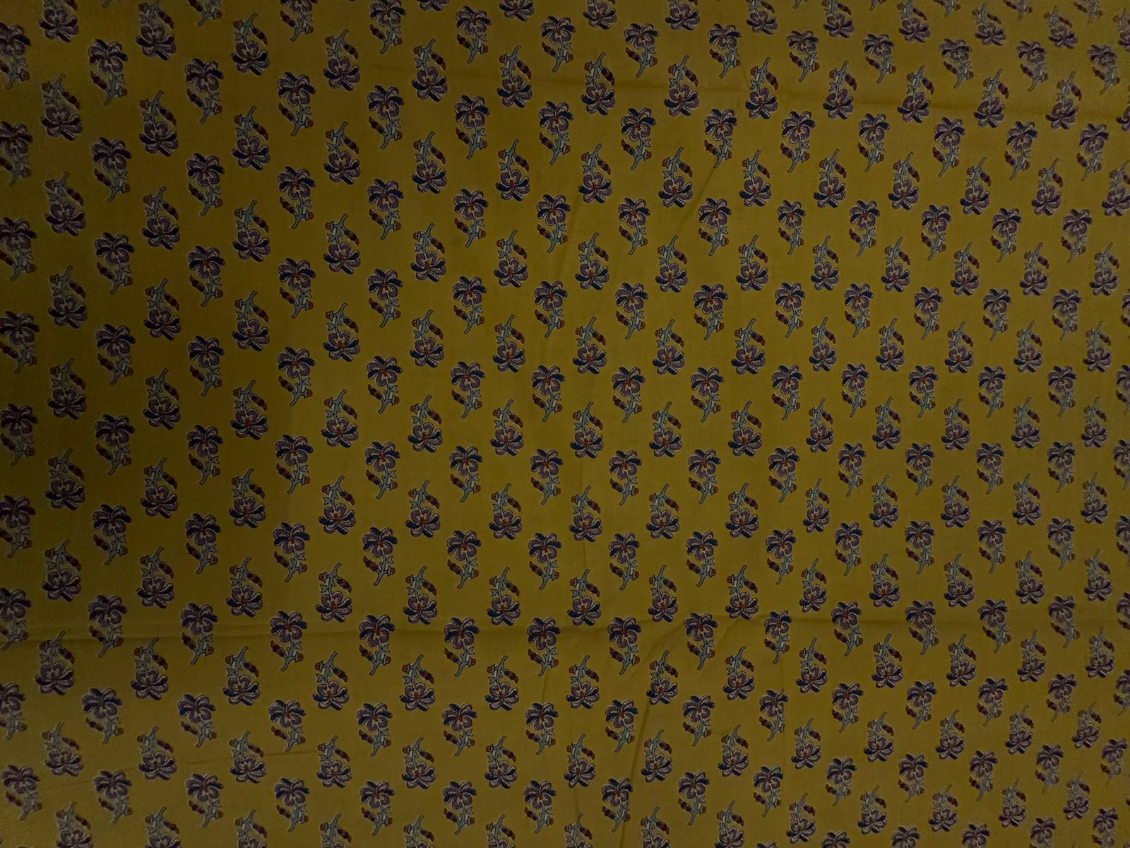 Yellow Floral Cotton Cambric Fabric KTEX