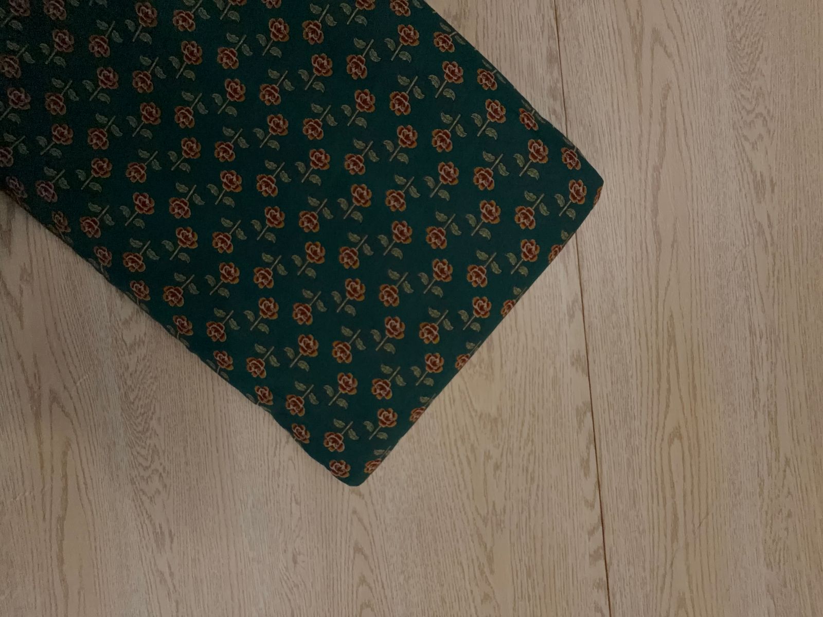 Bottle Green Floral Cotton Cambric Fabric KTEX
