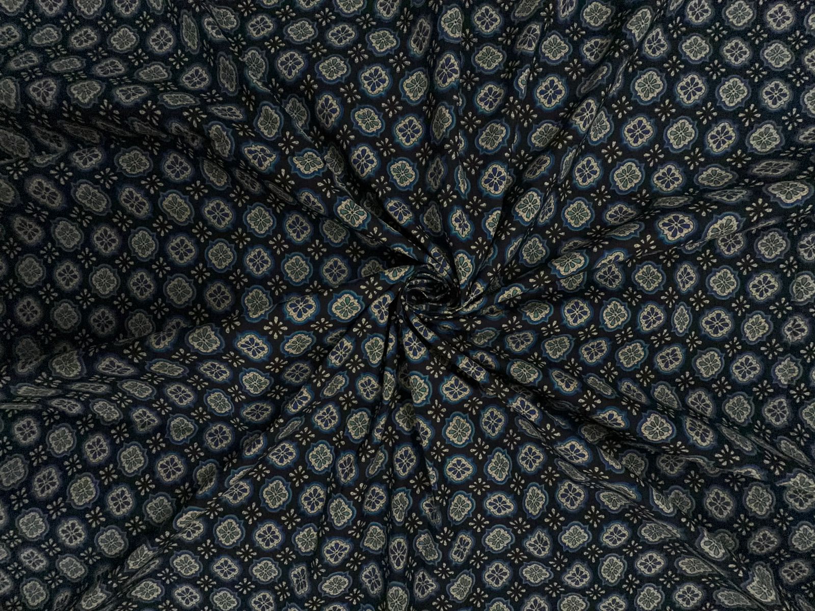 Black Floral Cotton Cambric Fabric KTEX