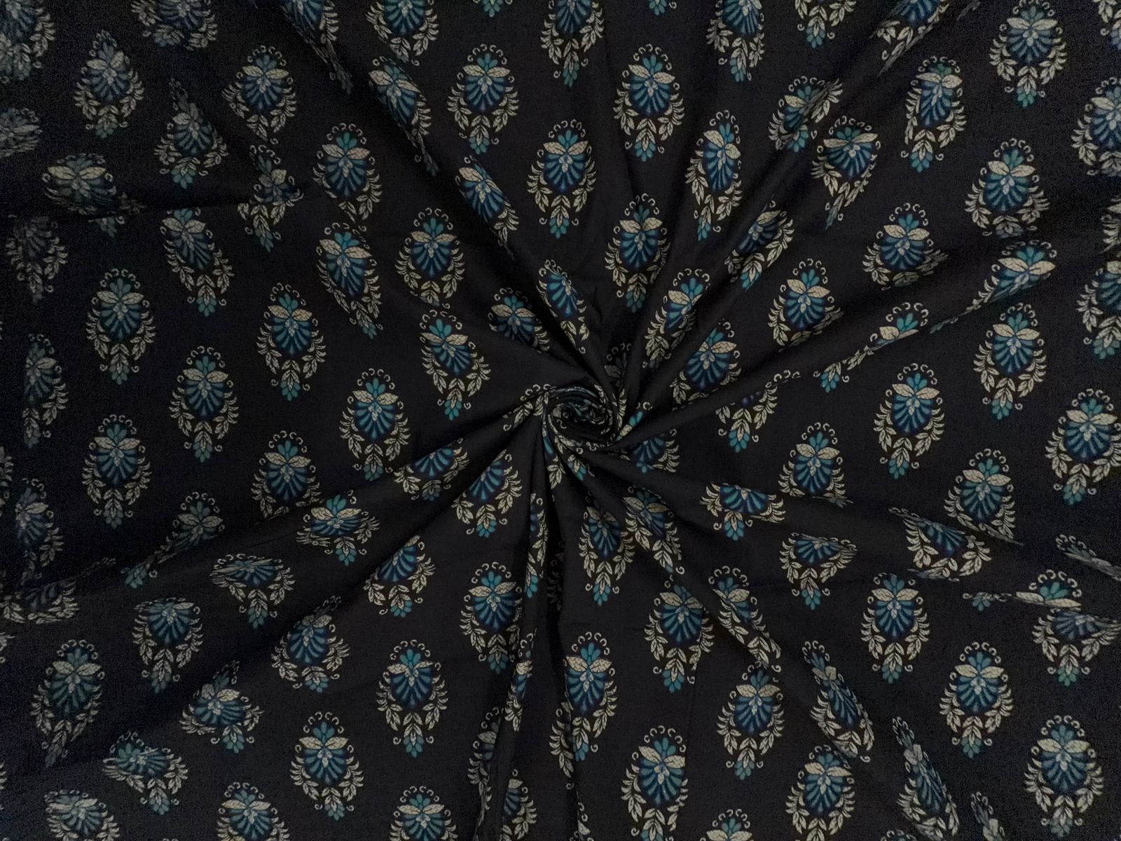 Black Floral Cotton Cambric Fabric KTEX