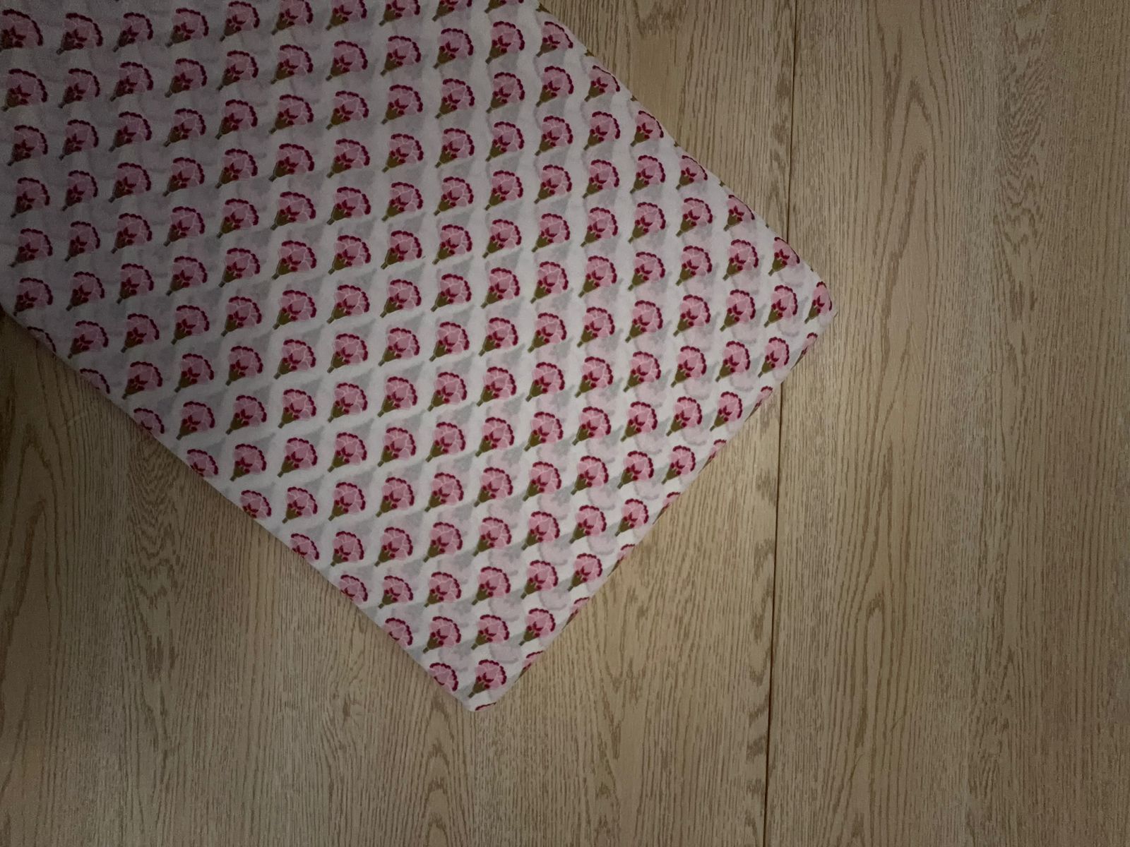 White & Pink Floral Cotton Cambric Fabric KTEX