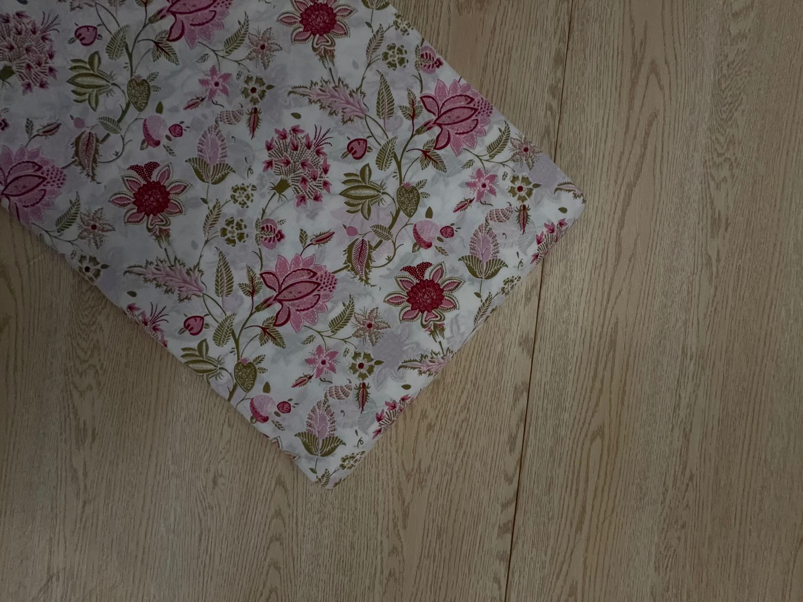 White & Pink Floral Cotton Cambric Fabric KTEX