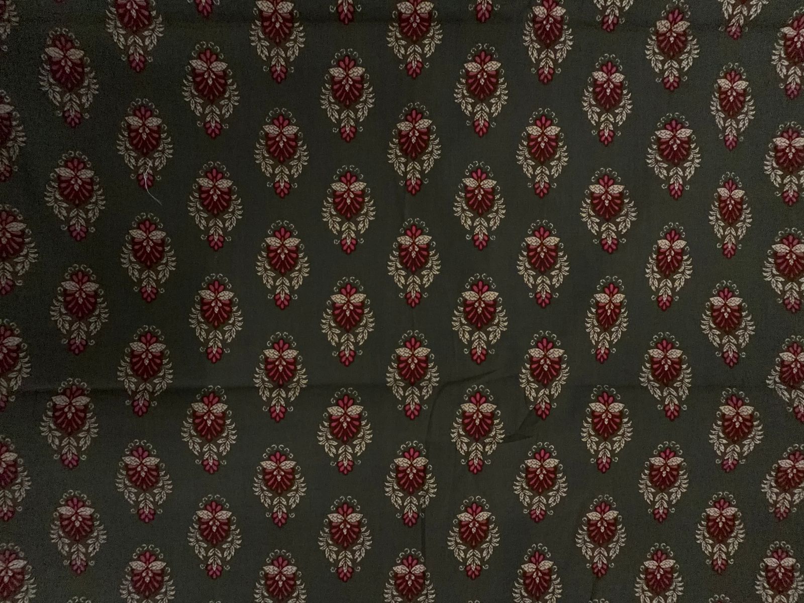 Brown & Red Floral Cotton Cambric Fabric KTEX