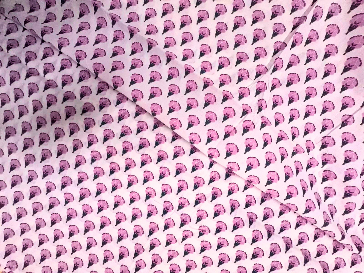 White & Purple Floral Cotton Cambric Fabric KTEX