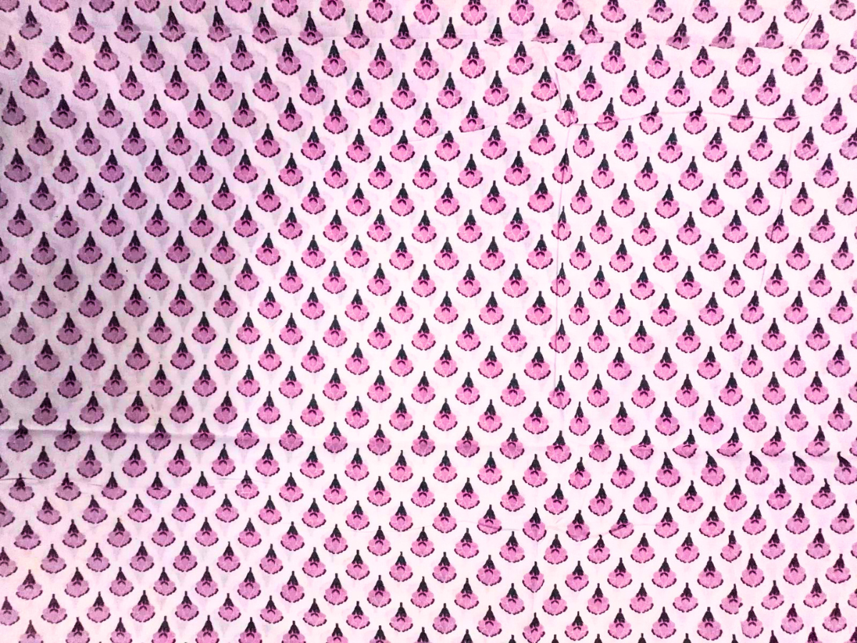 White & Purple Floral Cotton Cambric Fabric KTEX