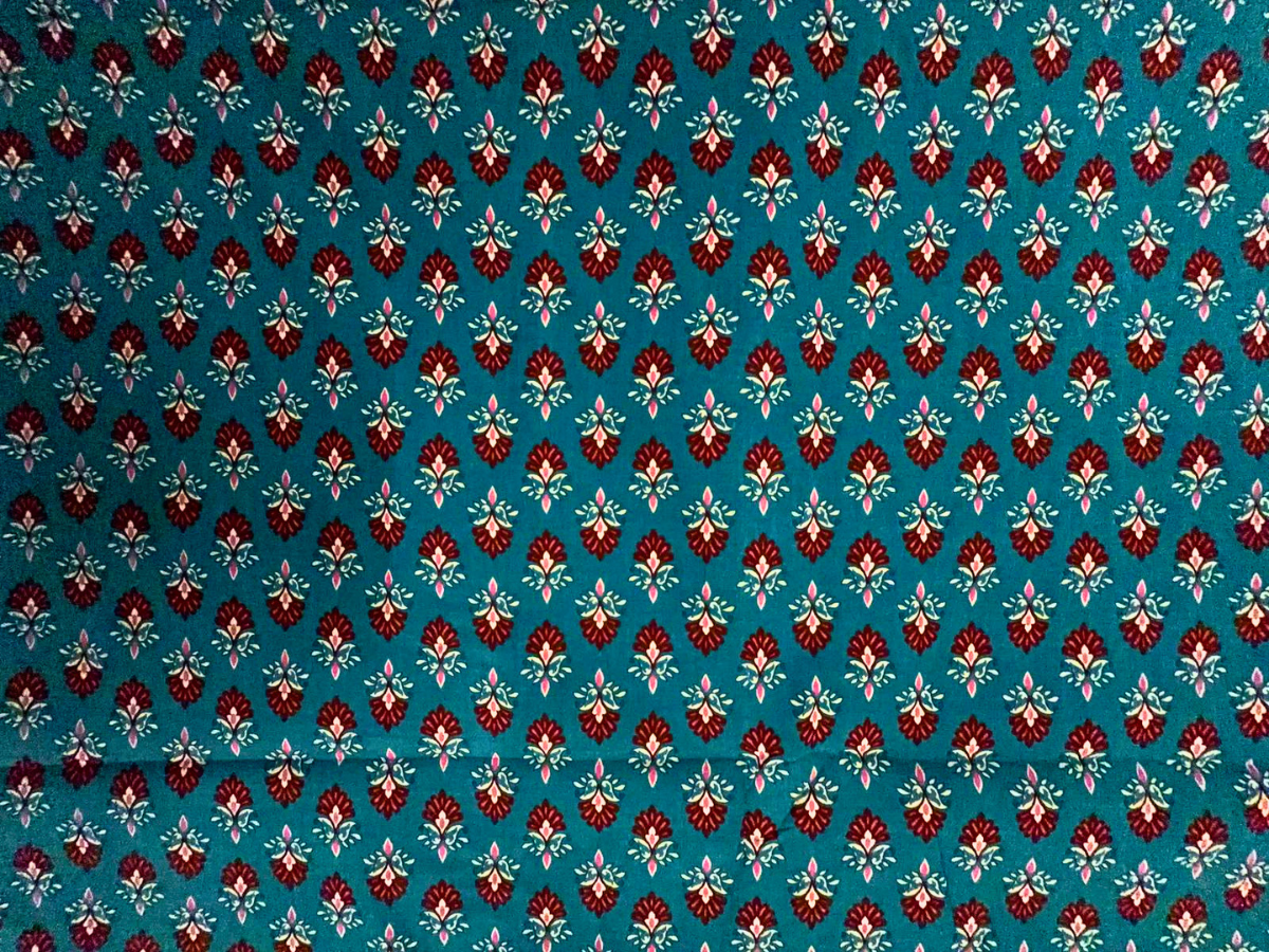 Dark Rama Green Floral Cotton Cambric Fabric KTEX
