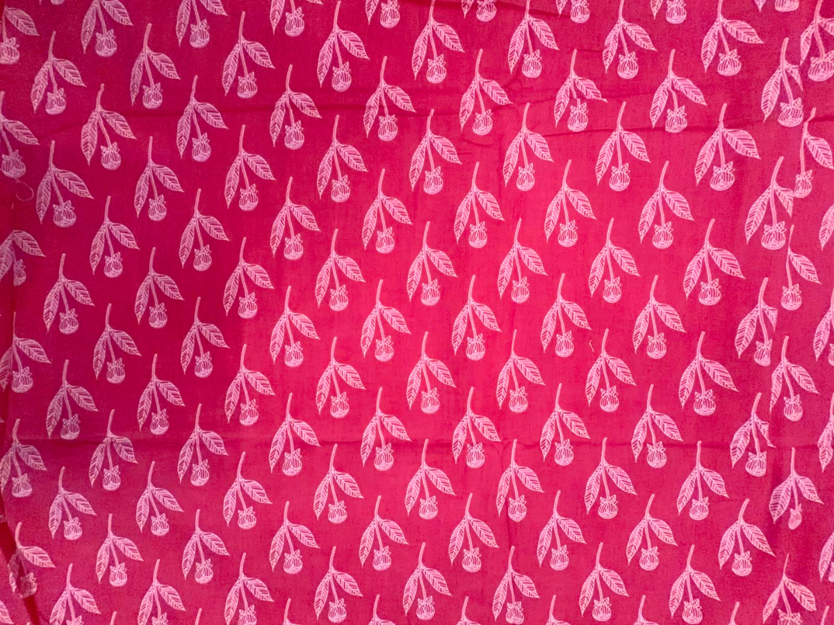 Pink Floral Cotton Cambric Fabric KTEX