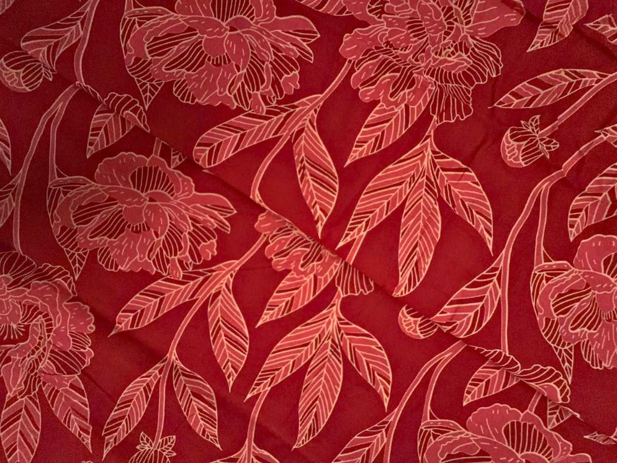 Red Floral Cotton Cambric Fabric KTEX