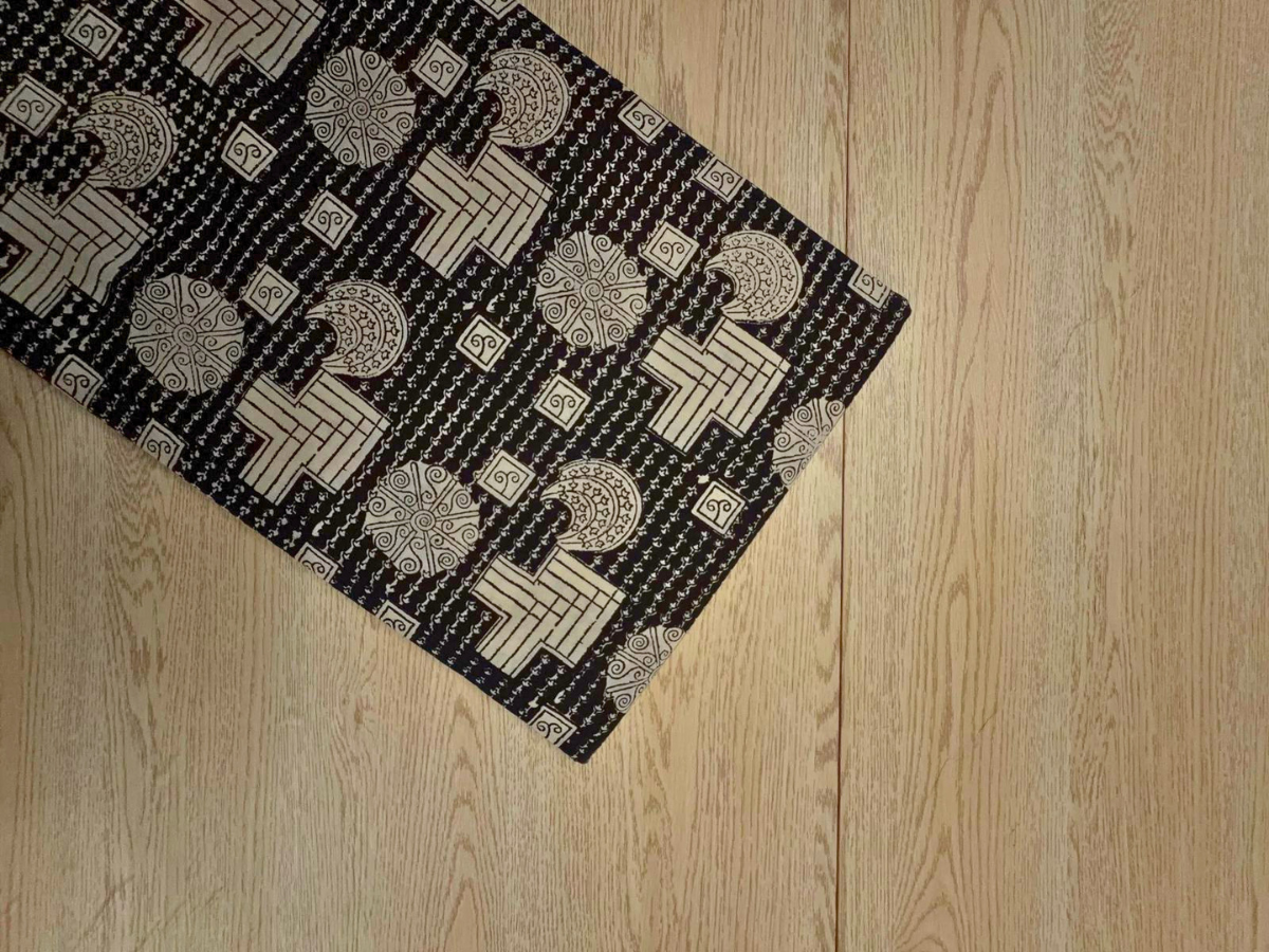 Black Geometric Cotton Cambric Fabric KTEX