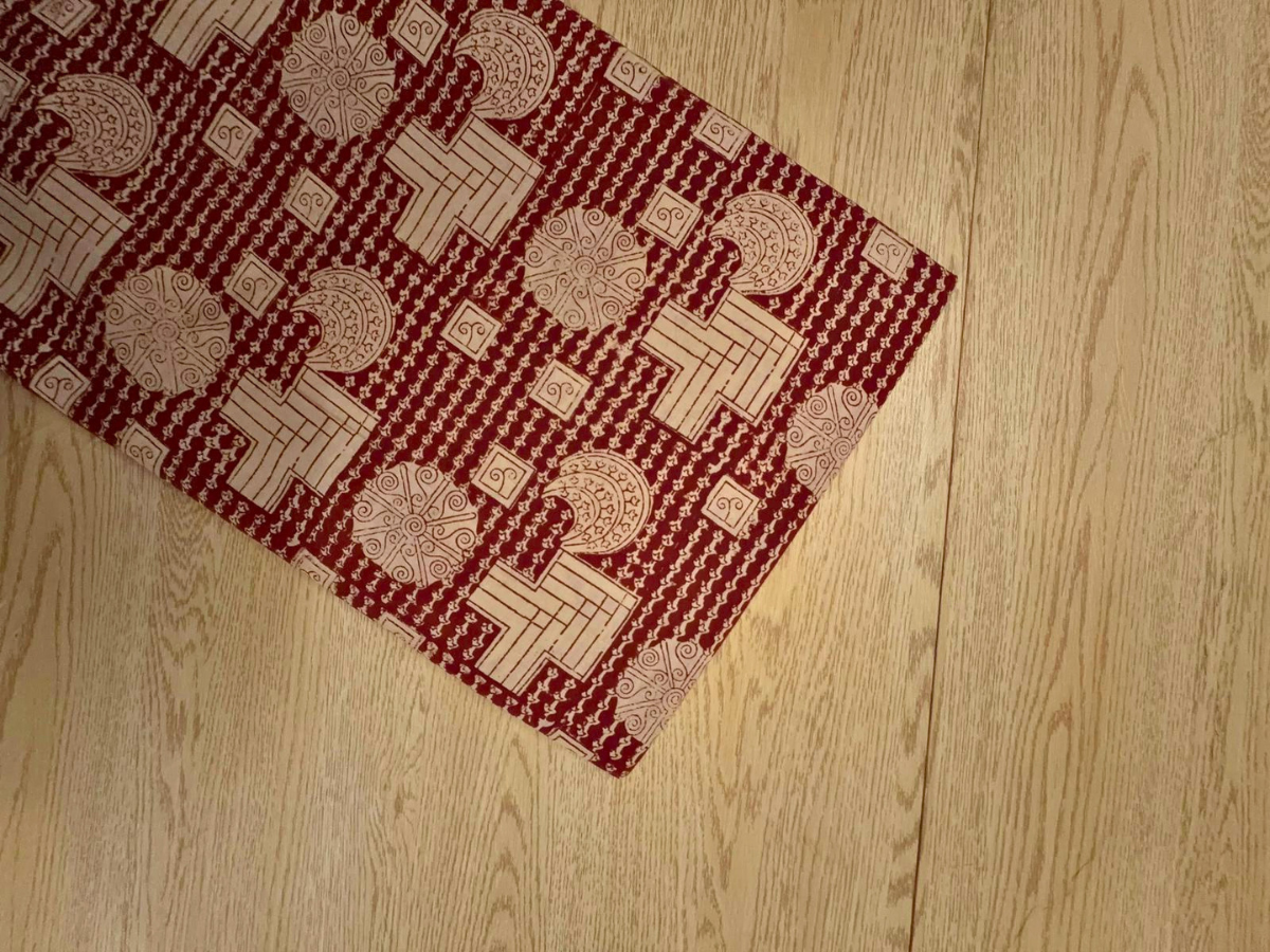 Maroon Geometric Cotton Cambric Fabric KTEX