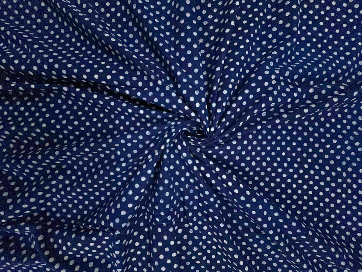 Indigo Dots Cotton Cambric Fabric KTEX