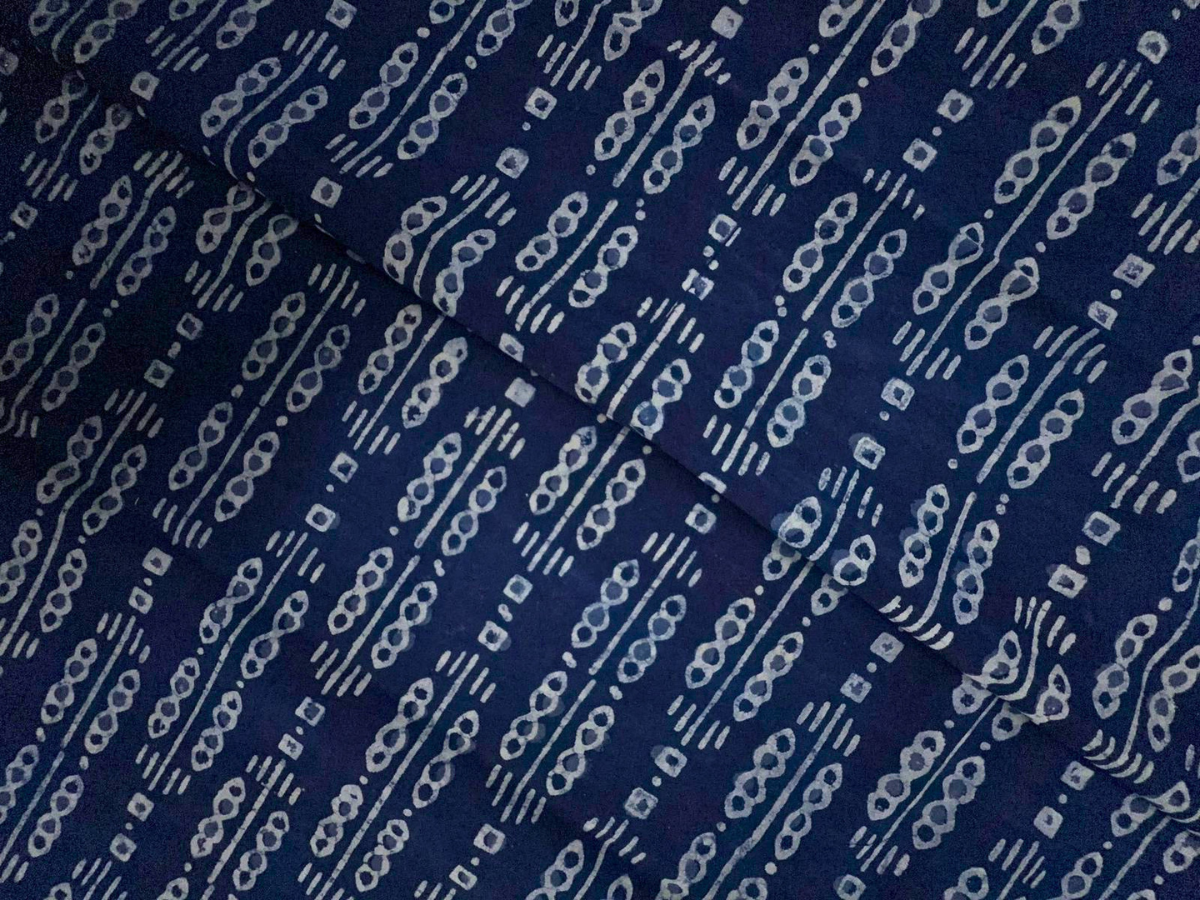 Indigo Stripes Cotton Cambric Fabric KTEX