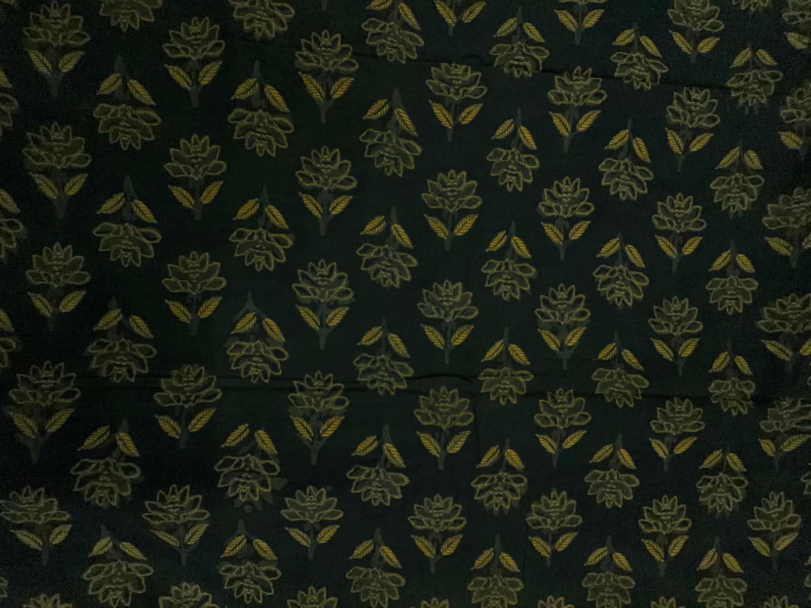 Bottle Green Floral Cotton Cambric Fabric KTEX