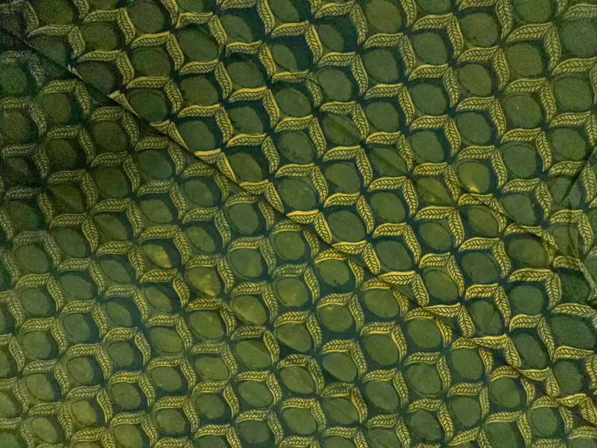 Bottle Green Floral Cotton Cambric Fabric KTEX