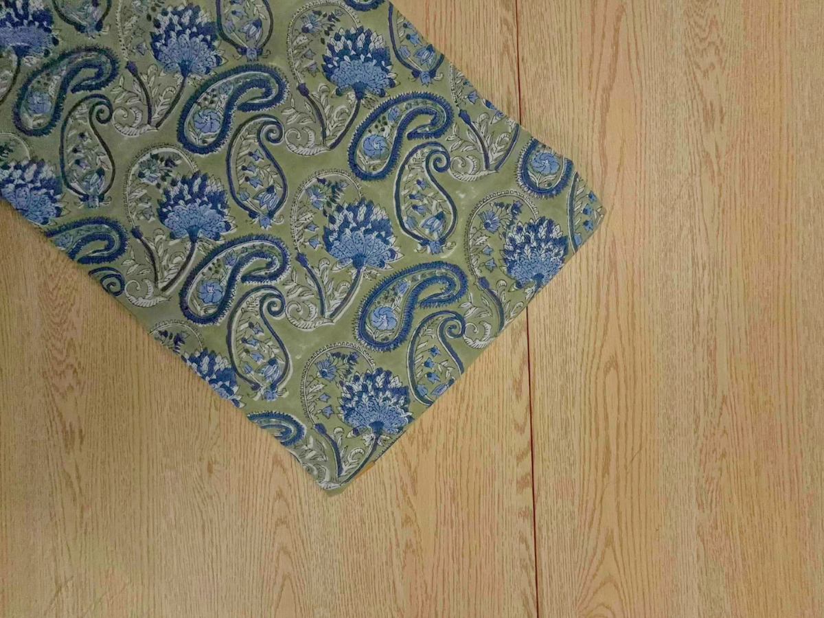 Sea Green Floral Cotton Cambric Rapid Fabric KTEX