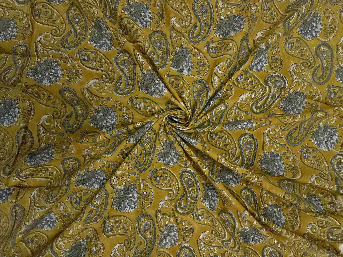 Yellow Floral Cotton Cambric Rapid Fabric KTEX