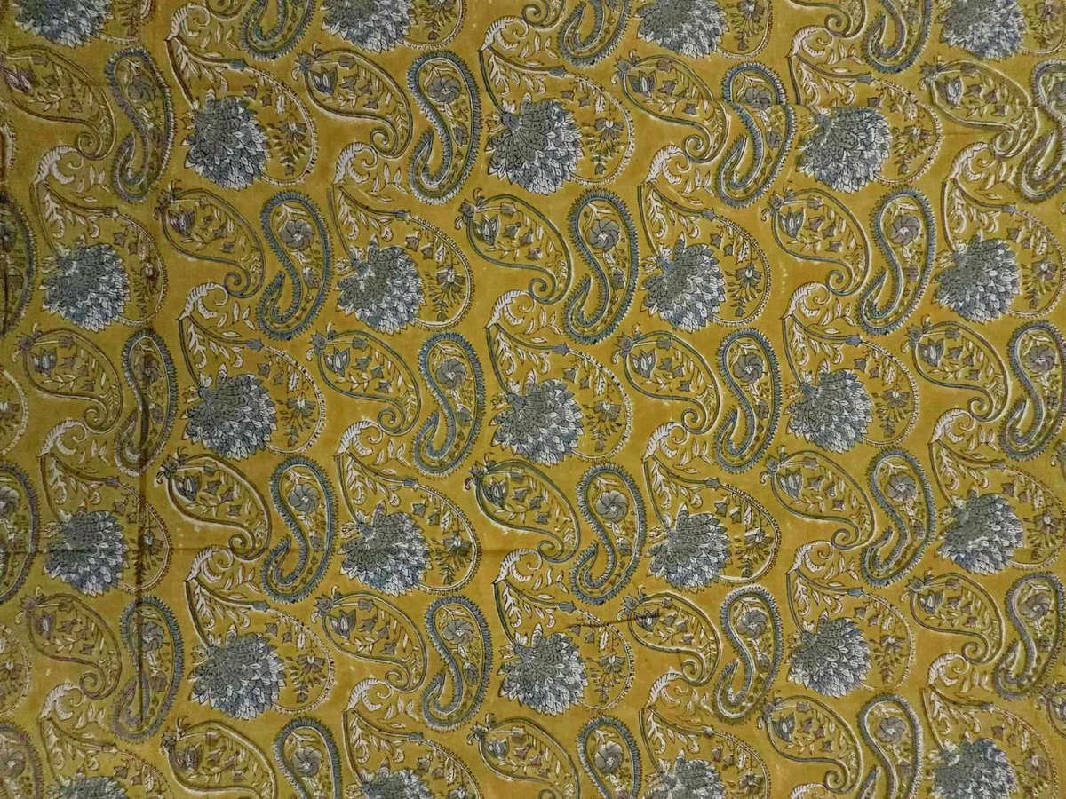 Yellow Floral Cotton Cambric Rapid Fabric KTEX