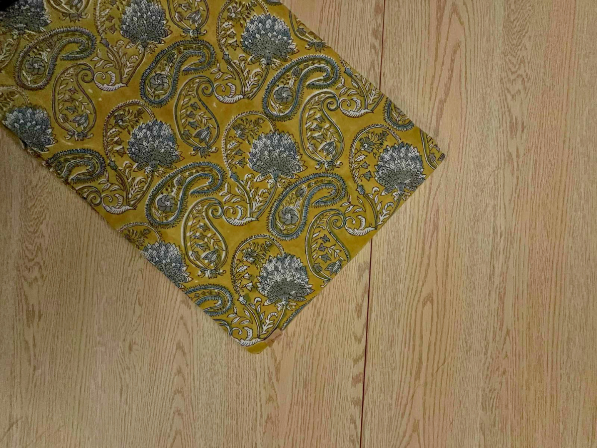 Yellow Floral Cotton Cambric Rapid Fabric KTEX