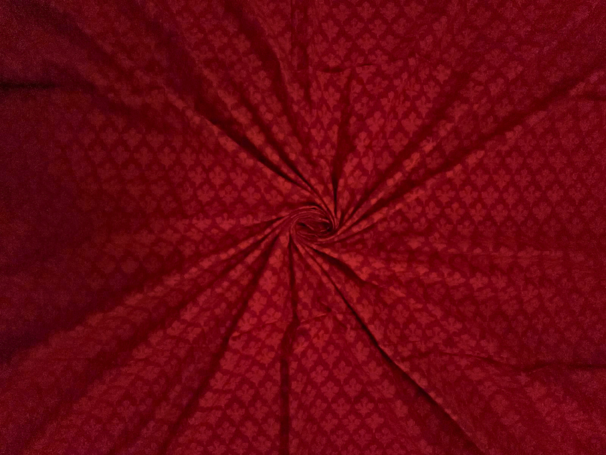 Red Floral Cotton Cambric Fabric KTEX