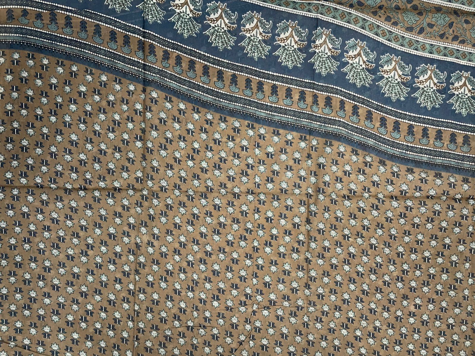 Dark Brown Floral Cotton Suit Set Fabric KTEX