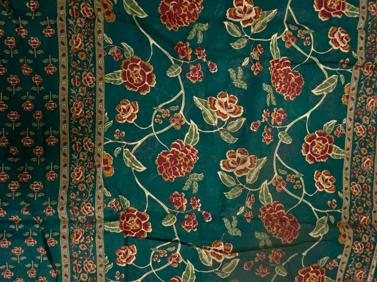 Bottle Green Floral Cotton Dupatta Fabric KTEX