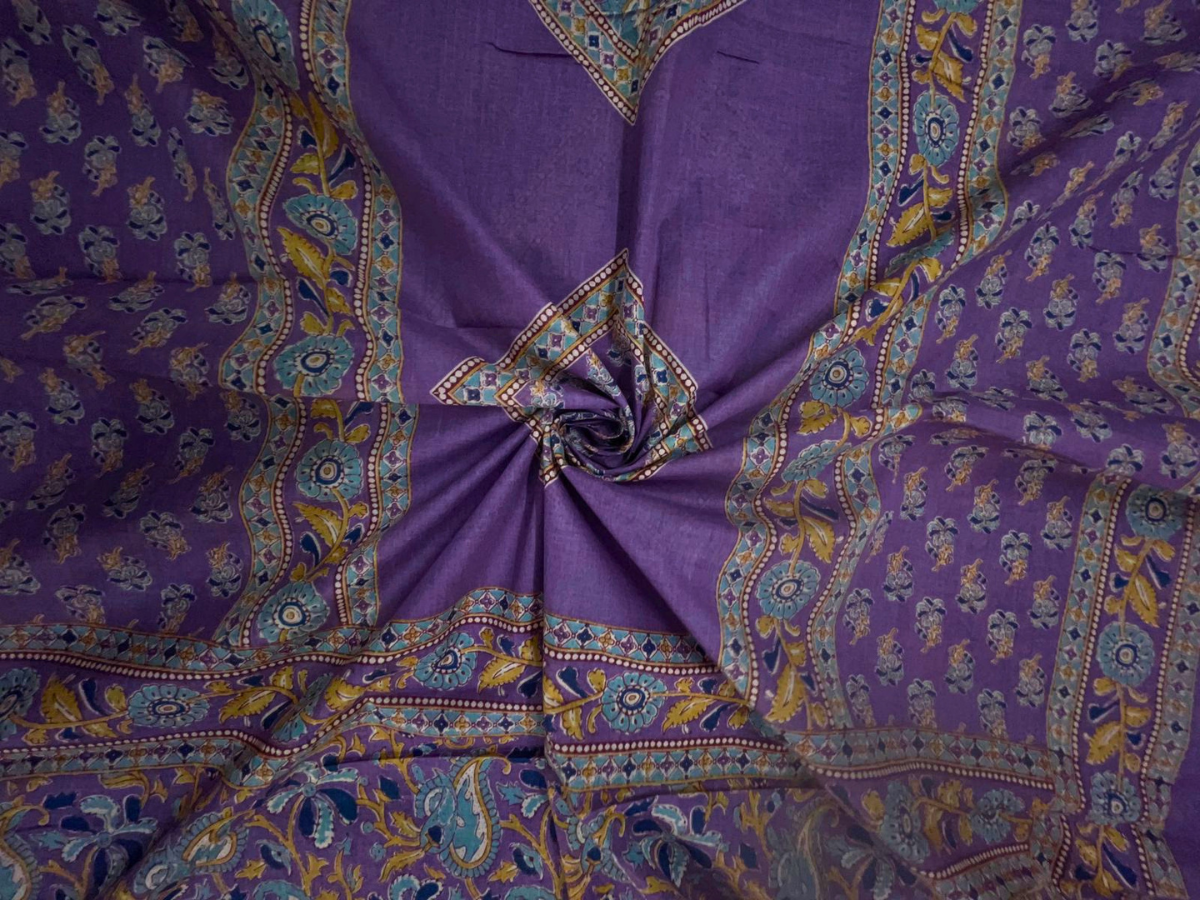 Lilac Floral Cotton Dupatta Fabric KTEX