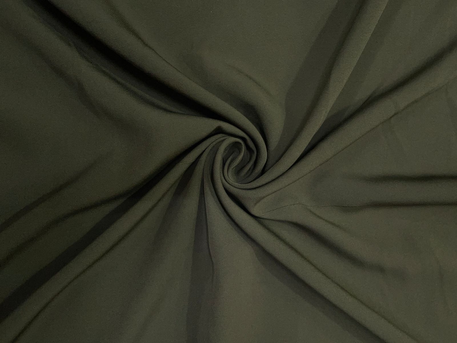 Dark Olive Plain Barbie Crepe Fabric KTEX