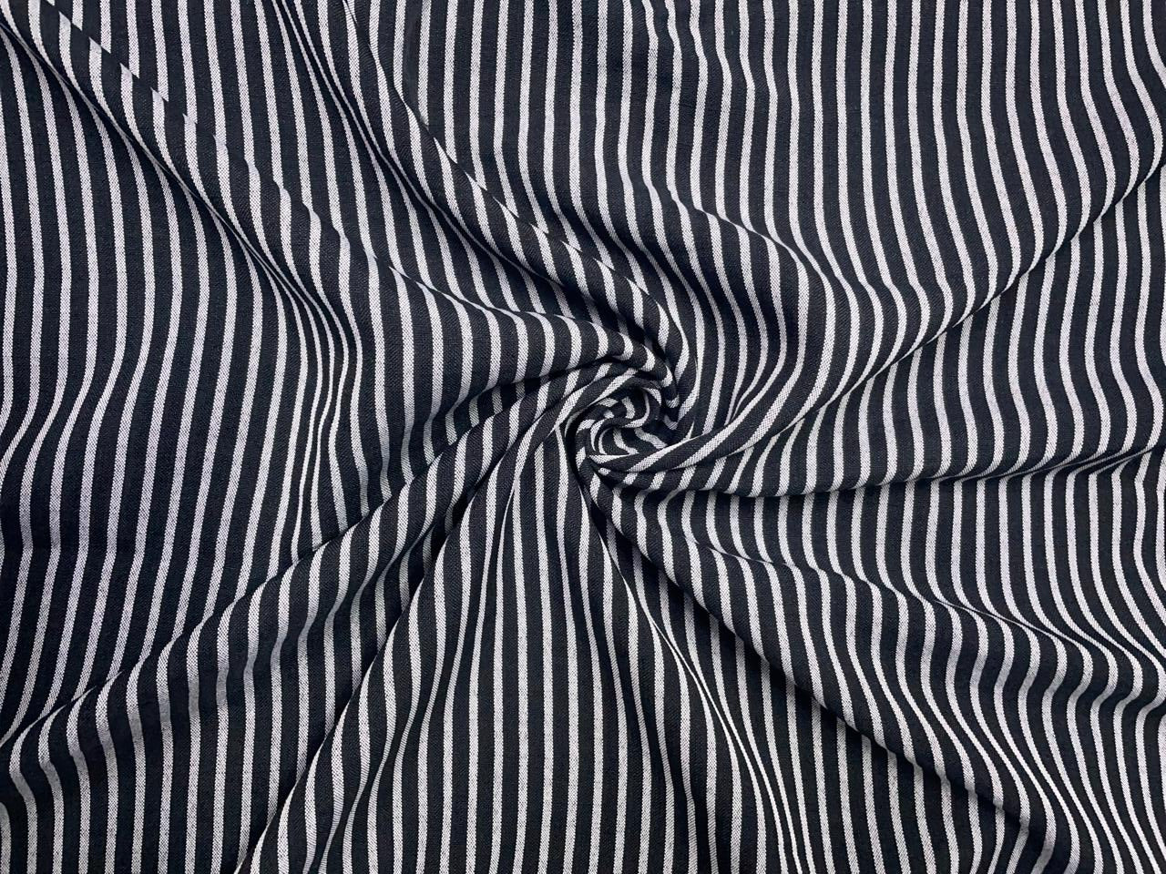 Black & White Stripes Linen Fabric KTEX