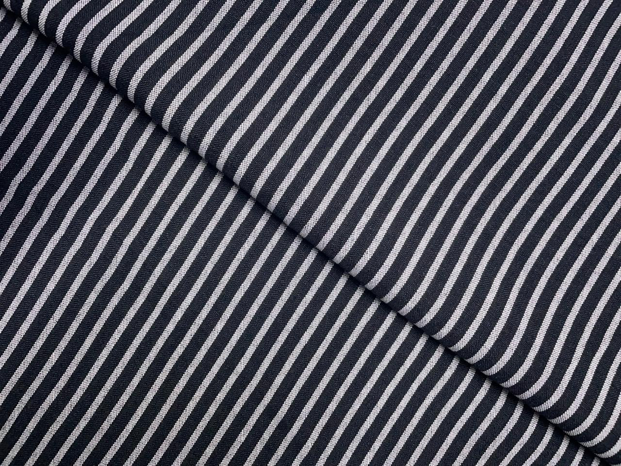 Black & White Stripes Linen Fabric KTEX