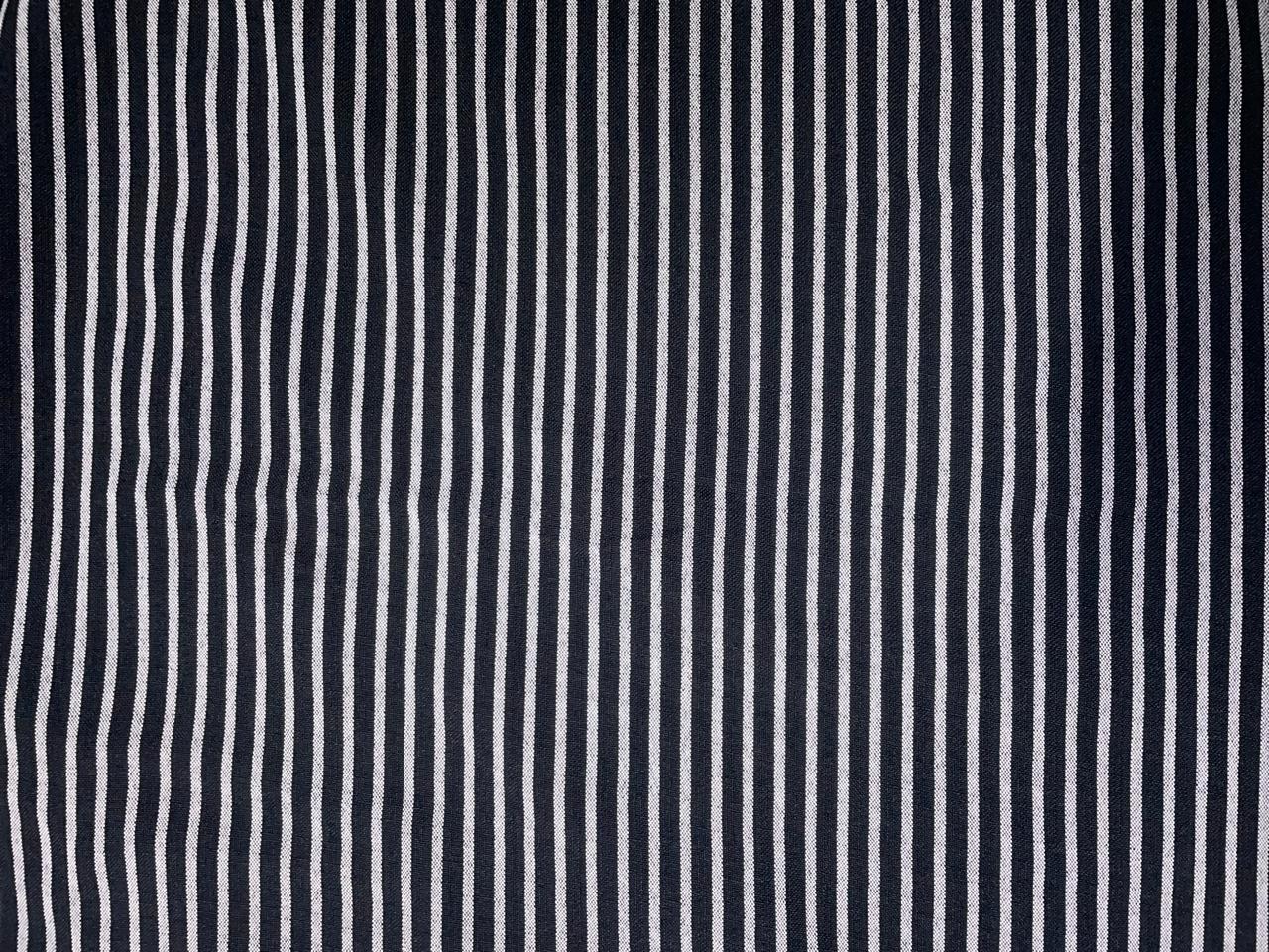 Black & White Stripes Linen Fabric KTEX