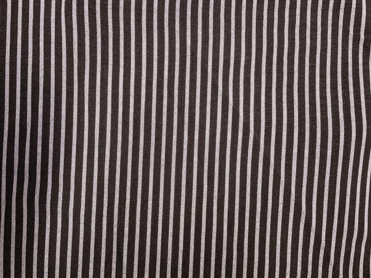 Dark Brown & White Stripes Linen Fabric KTEX