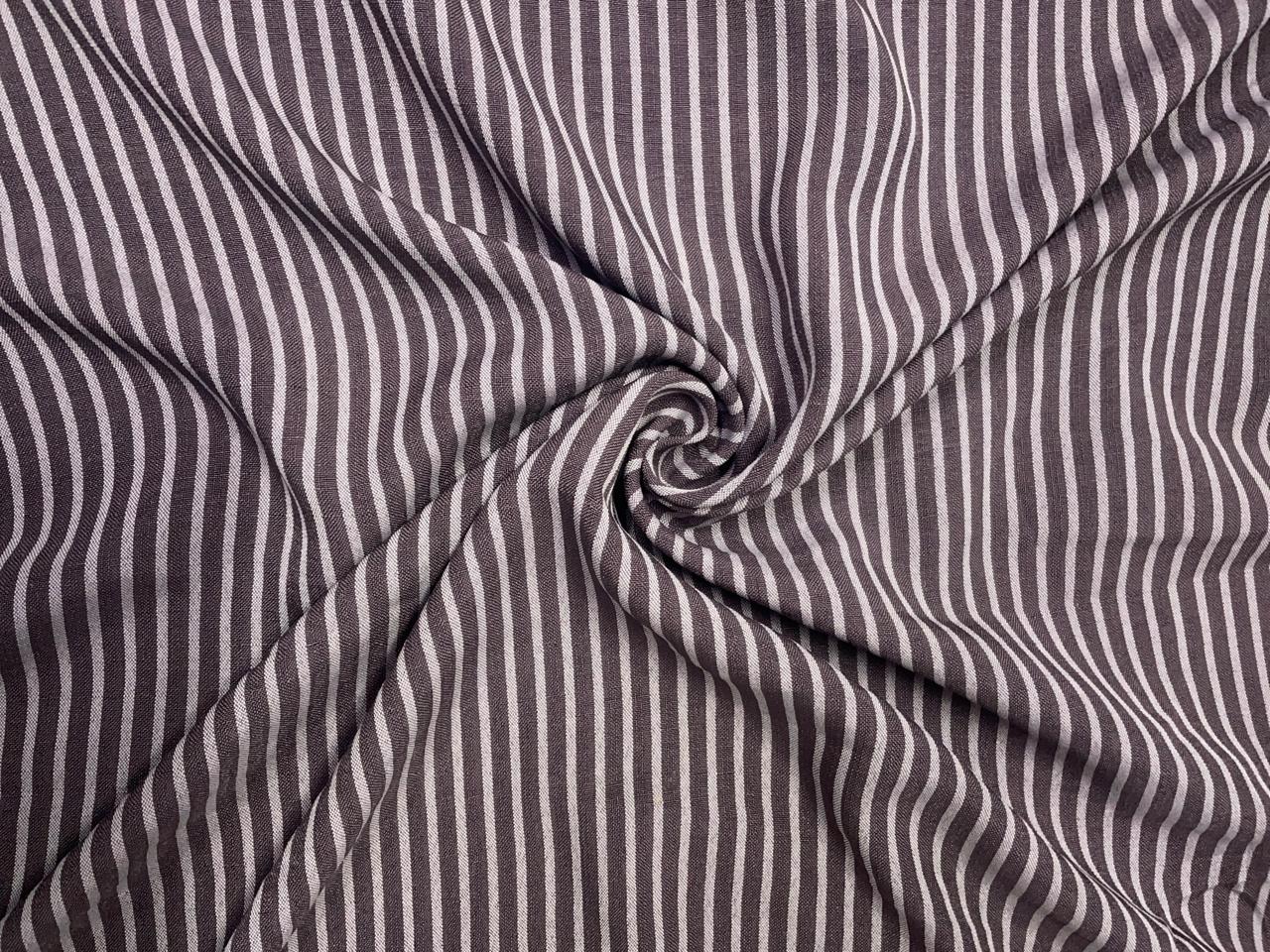 Lilac & White Stripes Linen Fabric KTEX