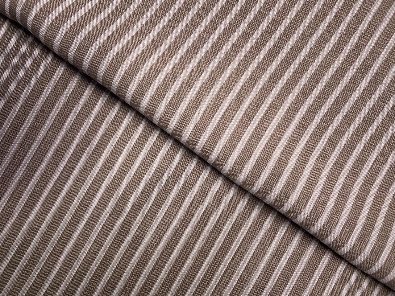 Light Brown & White Stripes Linen Fabric KTEX