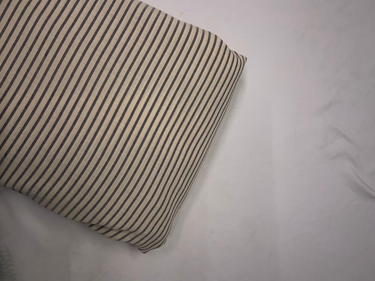 Light Beige & Black Stripes Linen Fabric KTEX