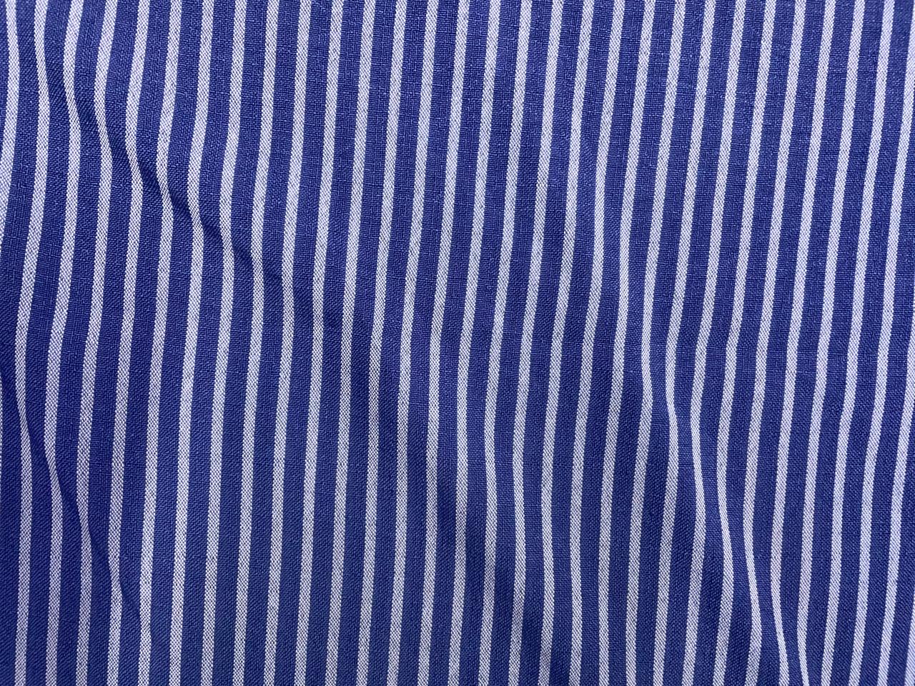 Blue & White Stripes Linen Fabric KTEX