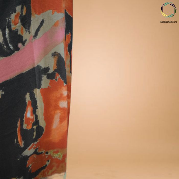 Multicolor Abstract with Brown Border Stole KTEX