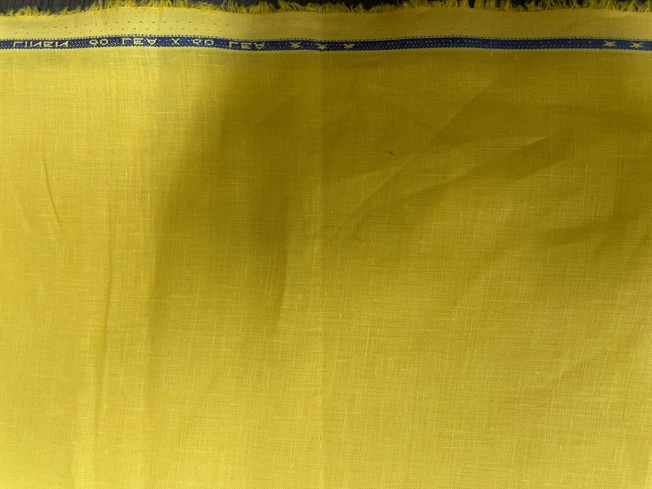 Bright Yellow Plain Pure Linen Fabric - 60 Lea - Kapda Shop