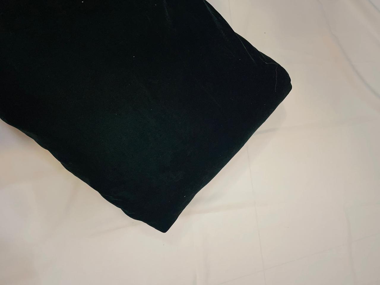 Bottle Green Plain Velvet Fabric KTEX