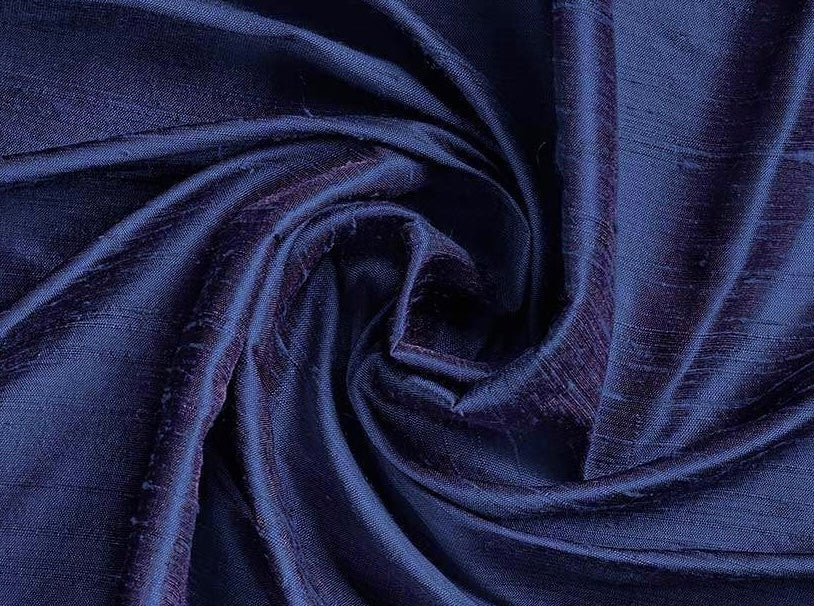 Deep Blue Plain Bangalore Raw Silk Fabric Fabric Cart