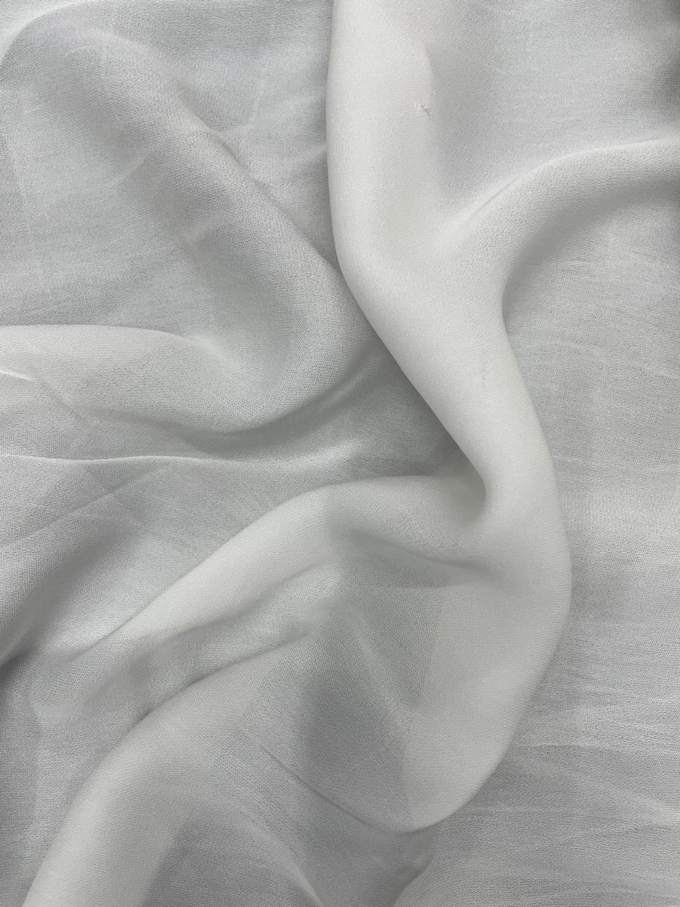 KSJ - White Plain Dyeable Double Georgette Fabric (Per Meter - 166) - Kapda Shop