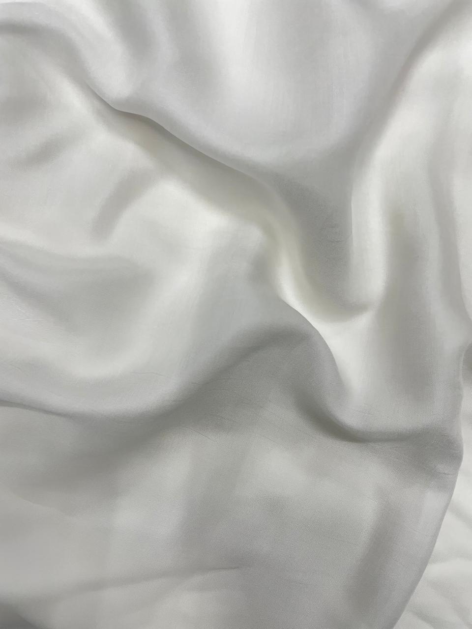 KSJ - White Plain Dyeable Modal Satin Fabric (Per Meter - 119) - Kapda Shop