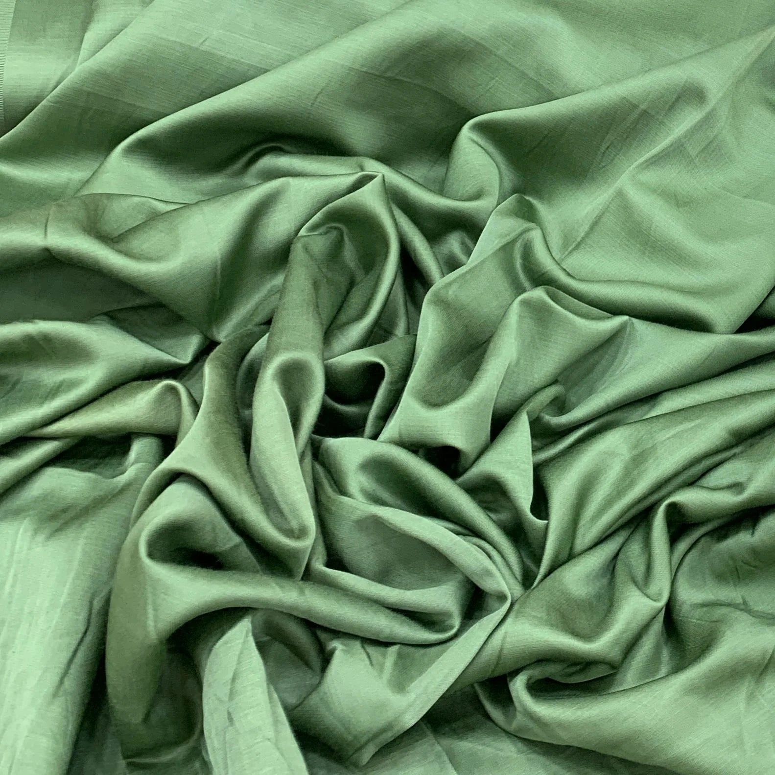 Glade Green Plain Viscose Linen Satin Fabric Jayshree Fabric