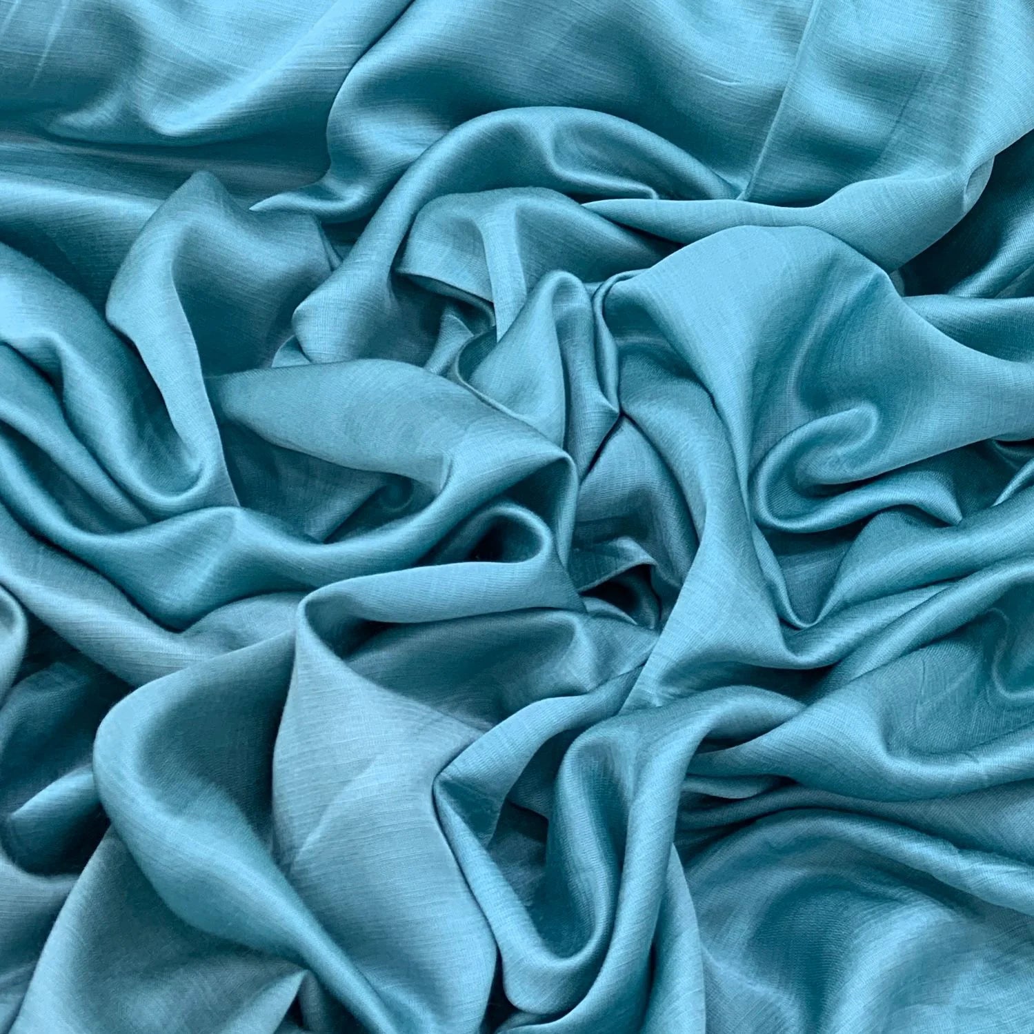 Fountain Blue Plain Viscose Linen Satin Fabric Jayshree Fabric