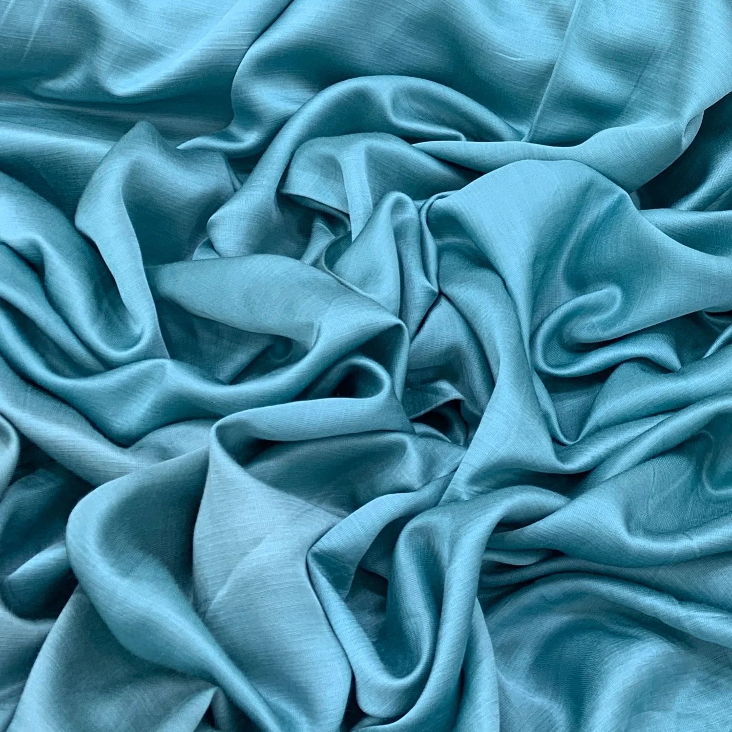 Fountain Blue Plain Viscose Linen Satin Fabric Jayshree Fabric