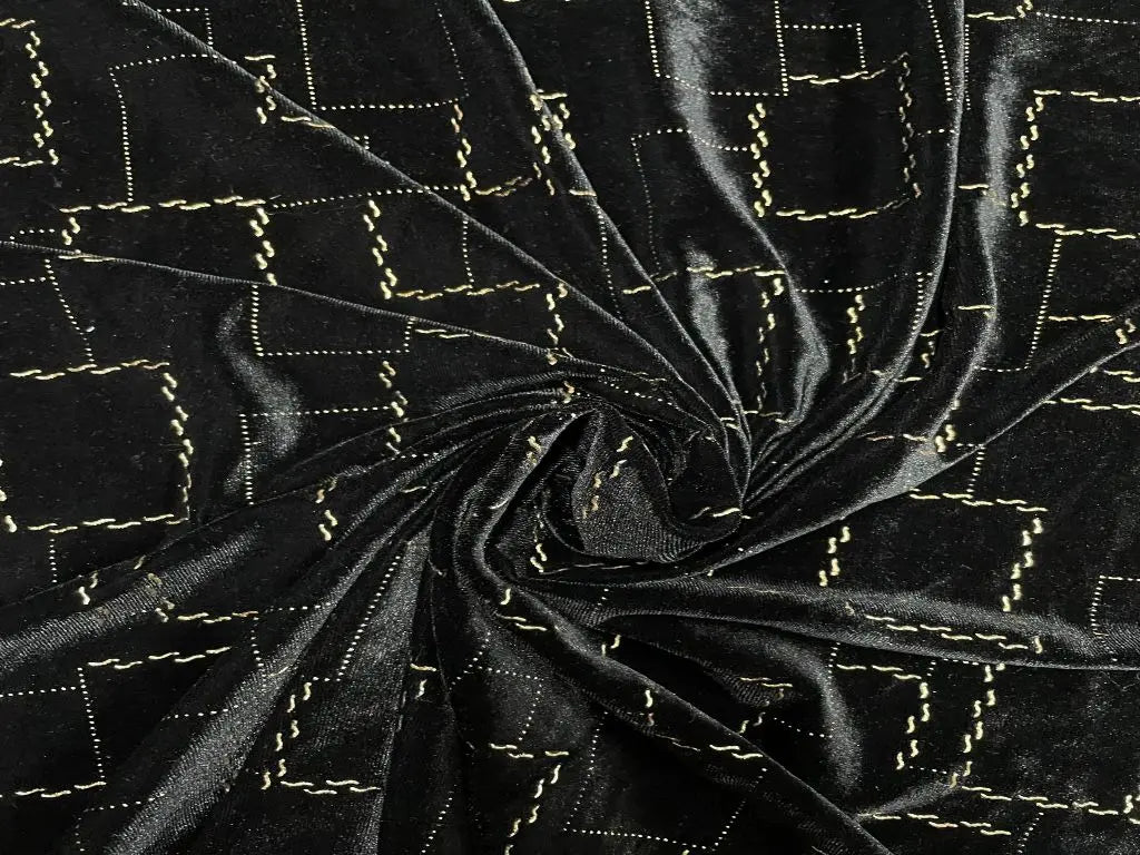 Black Emboss Velvet Fabric