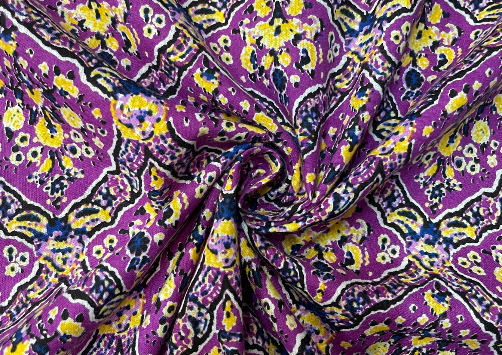 Purple Floral Cotton Voil Print Fabric - Kapda Shop